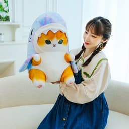 image-Mofusand Shark Cat Plush Toy - Blue Yellow 25cm