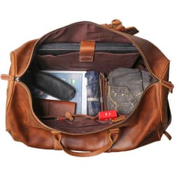 image-Autumn Products Leather Travel Bag - Retro Brown 20-35L