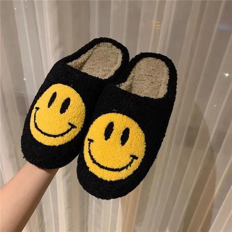 image-Women's Plush Slippers - Lightning Blue Smiley