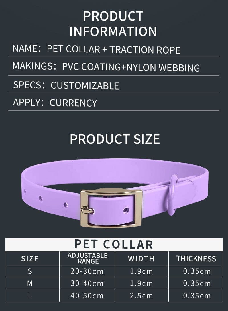 image-Waterproof Dog Harness - PVC Anti-Bite Dog Collar & Leash Brown Set
