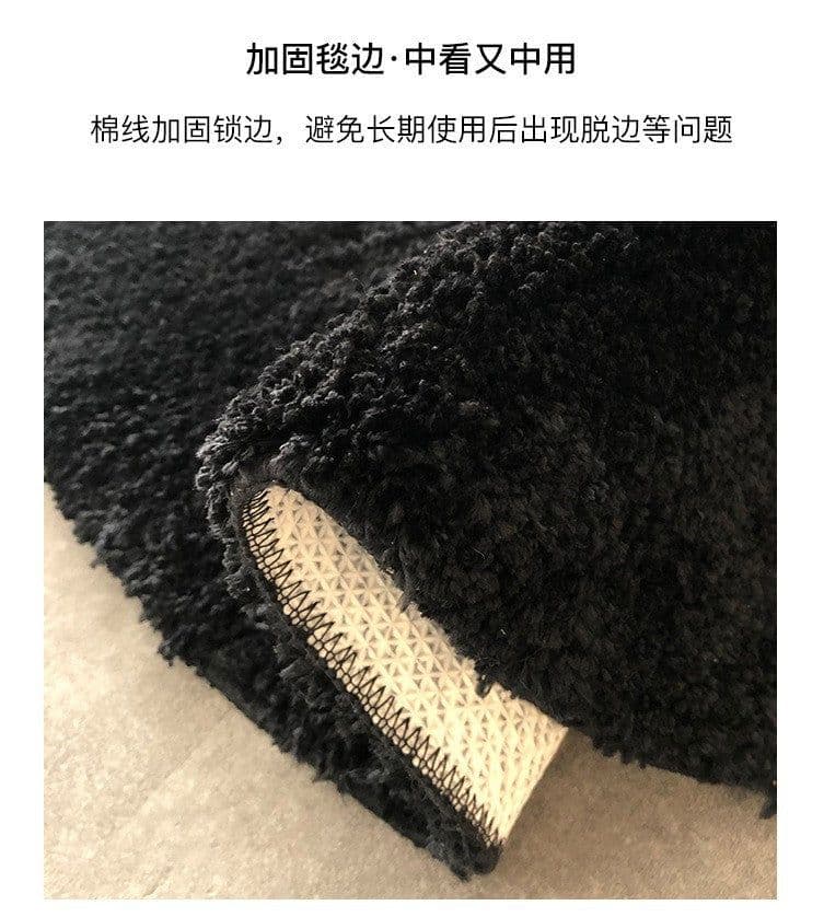 image-Simple Black Flocking Round Mat - Non-Slip