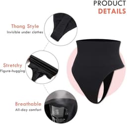 image-Nylon Seamless Thong Panties - Black 3XL