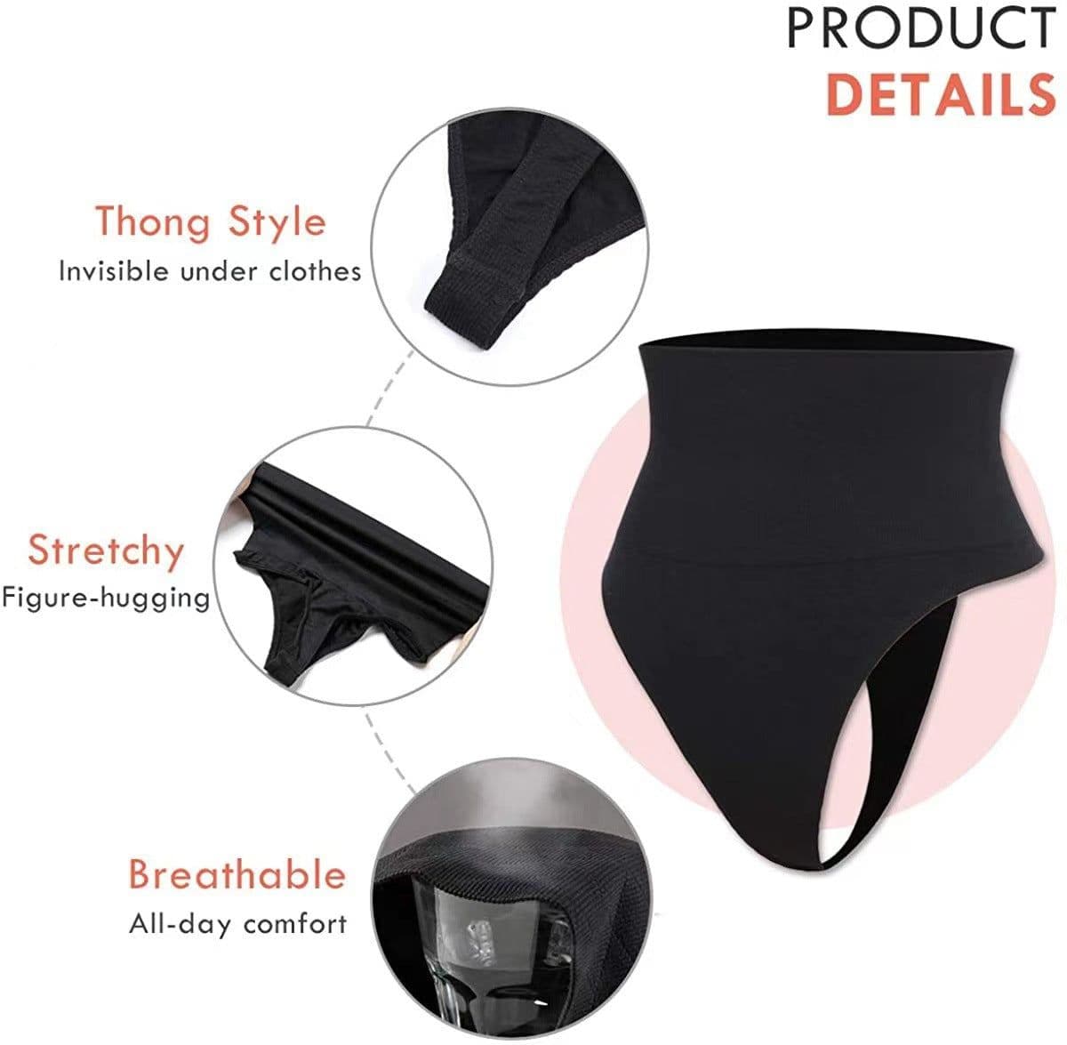 image-Nylon Seamless Thong Panties - Black 3XL