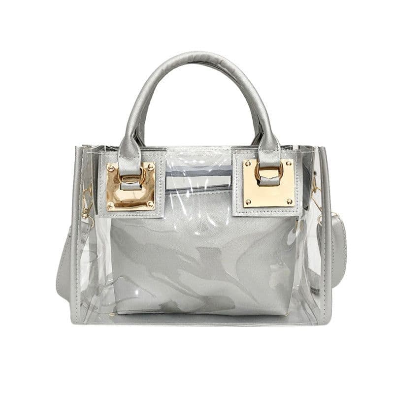 image-Leaf Diamond Bags Jelly Messenger - Silver PU One-Shoulder (50 characters)