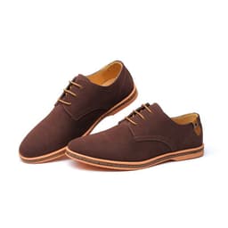 image-Men's Casual Shoes - Camel Suede Lace-Up Size 48