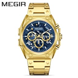 image-MEGIR 47mm Men's Sports Watch - Multi-Function Waterproof Silver Dial 50m