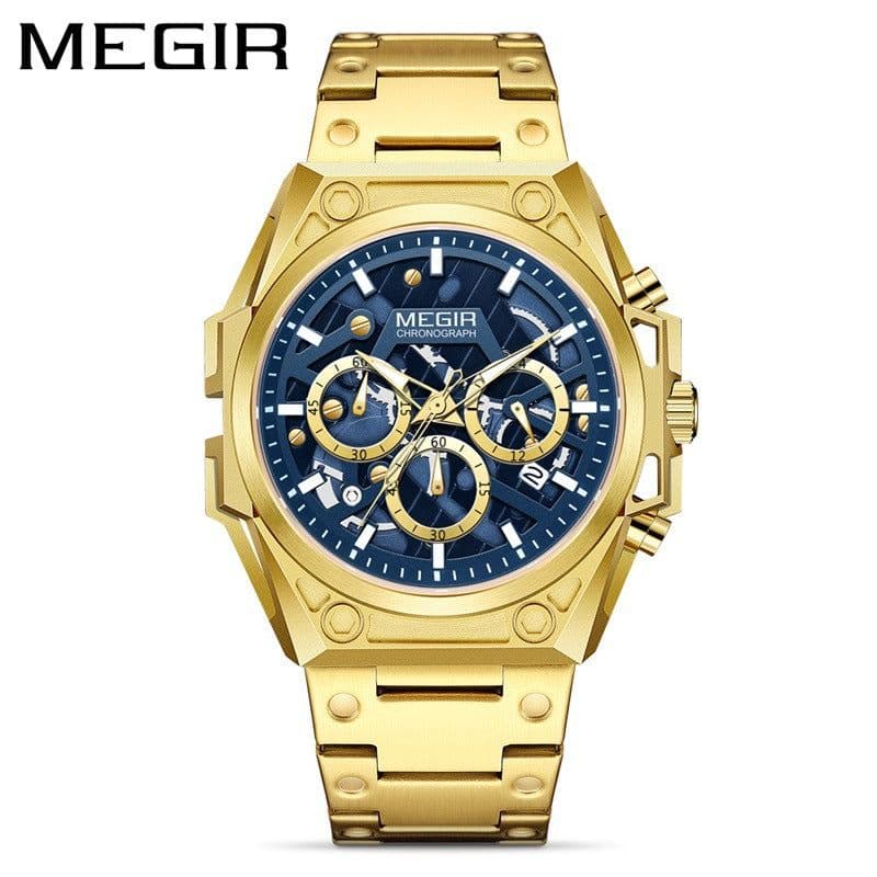image-MEGIR 47mm Men's Sports Watch - Multi-Function Waterproof Silver Dial 50m