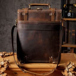 image-Simple & nature Vintage Leather Backpack - Men's 13"