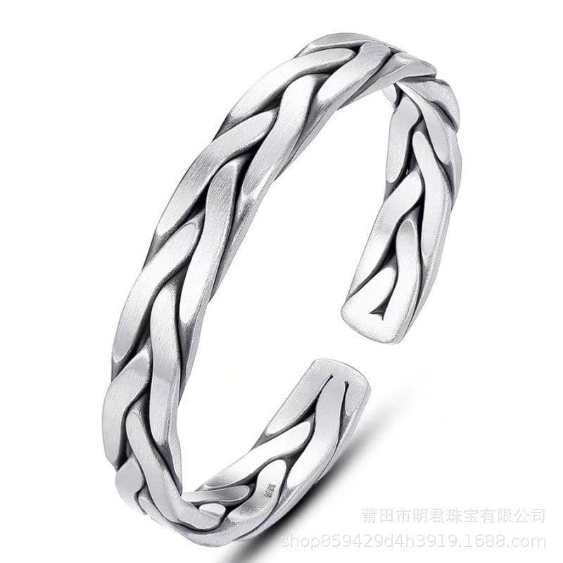 image-Mingjun Jewelry Sterling Silver Twisted Bracelet Men