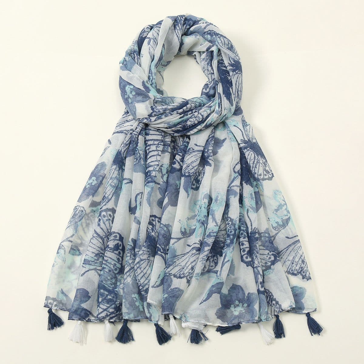 image-Japanese/Korean Butterfly Print Sun Protection Scarf, Beach Towel, 180x90cm