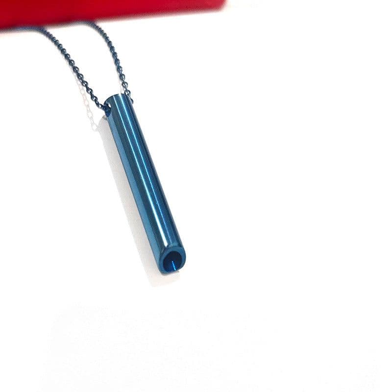 image-Stainless Steel Whistle Necklace - Meditation Breathing Pendant