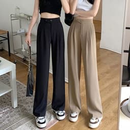 image-Korean Women's High Waist Black Pants Spring Summer