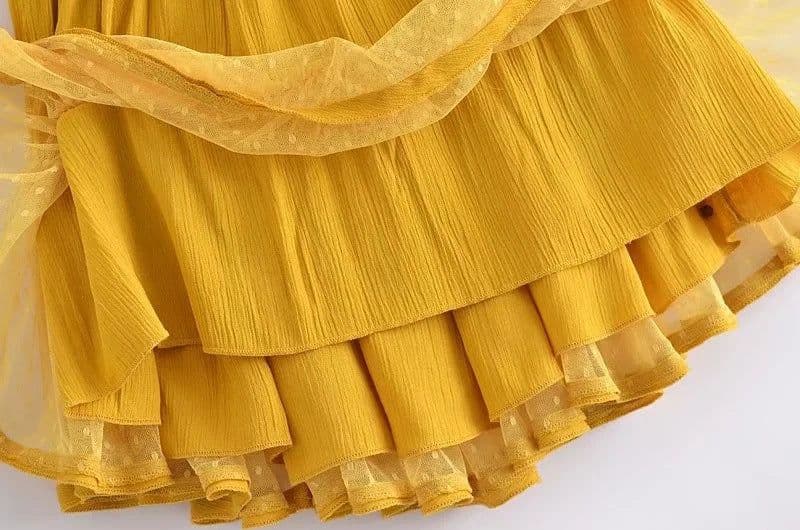 image-Foreign Trade 2022 Summer New European and American V-neck Waist Slim Hem Mesh Stitching Backless Suspender Dress Women
