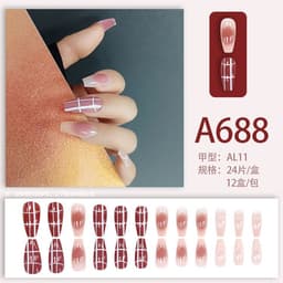 image-Autumn and winter gentle, sweet and pure desire INS style manicure wear nail polish girl whitening printed ice transparent fake nail polish