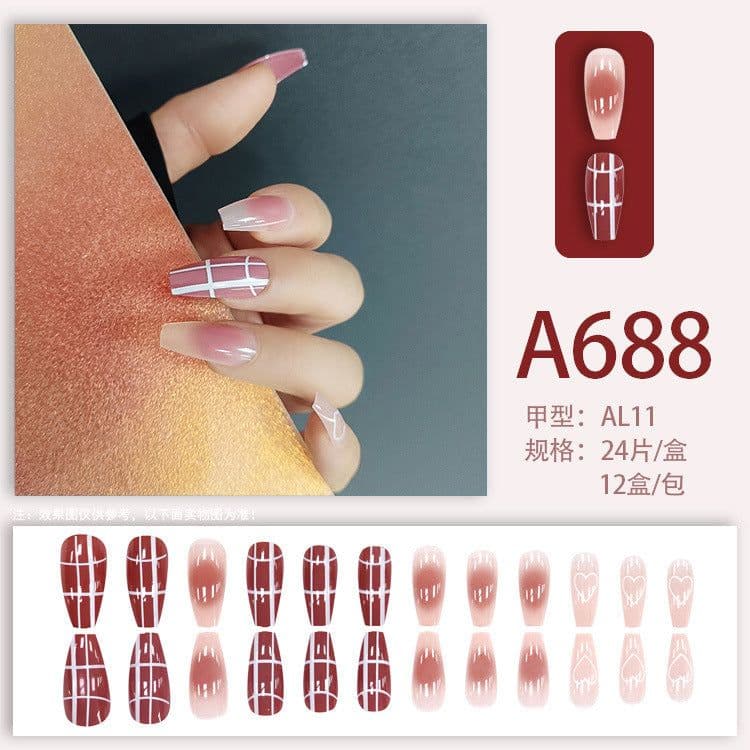 image-Autumn and winter gentle, sweet and pure desire INS style manicure wear nail polish girl whitening printed ice transparent fake nail polish