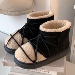 image-Retro Plus Size Women's Velvet Snow Boots - Warm Thick Cotton Slippers