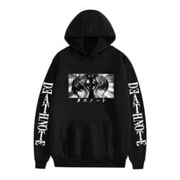 image-Death Note Cartoon Hoodie Large Pocket Velvet Sweatshirt Winter - Khaki A
