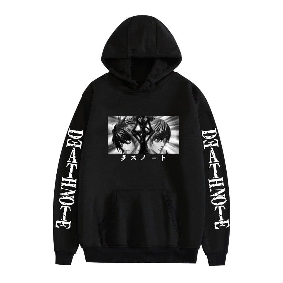 image-Death Note Cartoon Hoodie Large Pocket Velvet Sweatshirt Winter - Khaki A