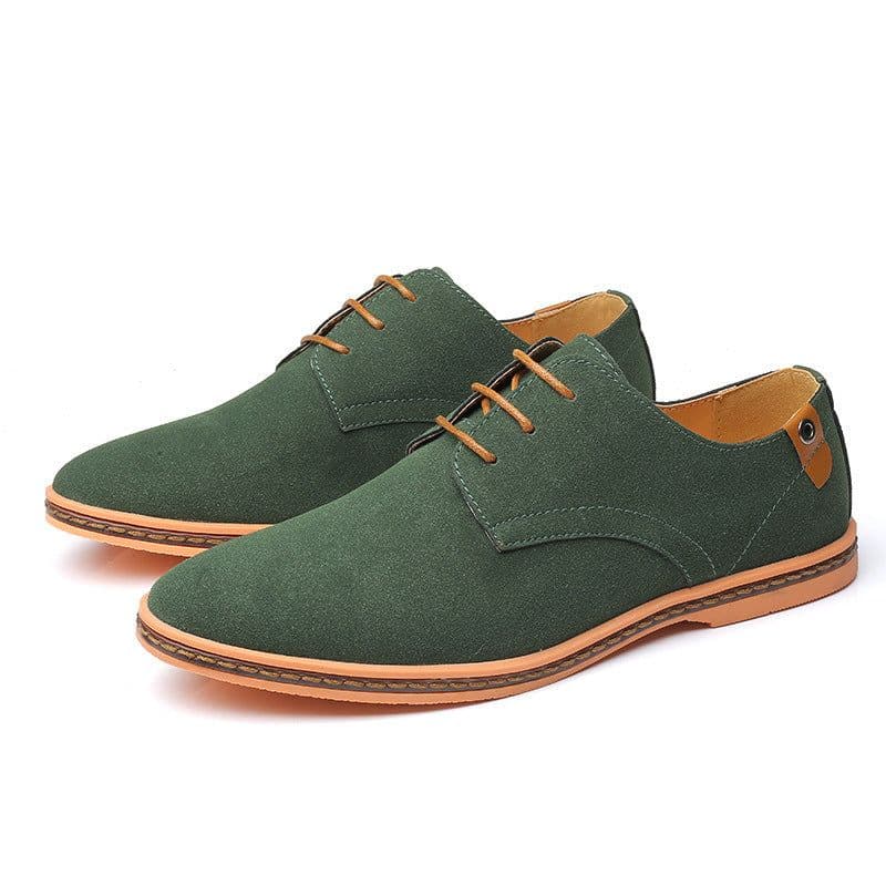 image-Men's Casual Shoes - Camel Suede Lace-Up Size 48