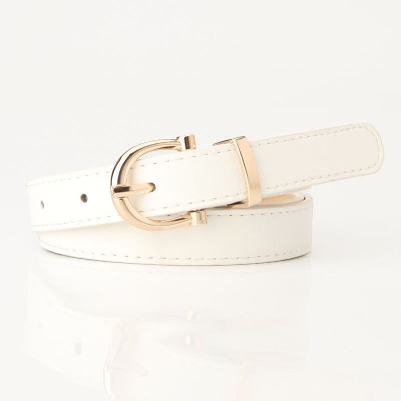 image-Korean Fashion Belt for Ladies - Imitation Leather, Alloy Buckle, Decorative Thin Jeans Belt
