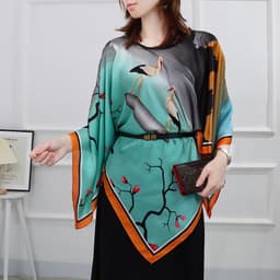 image-Silk Scarf Shawl - Women's Summer Sunscreen Large