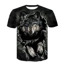image-Wolf 3D Print T-Shirt - Black Short Sleeve
