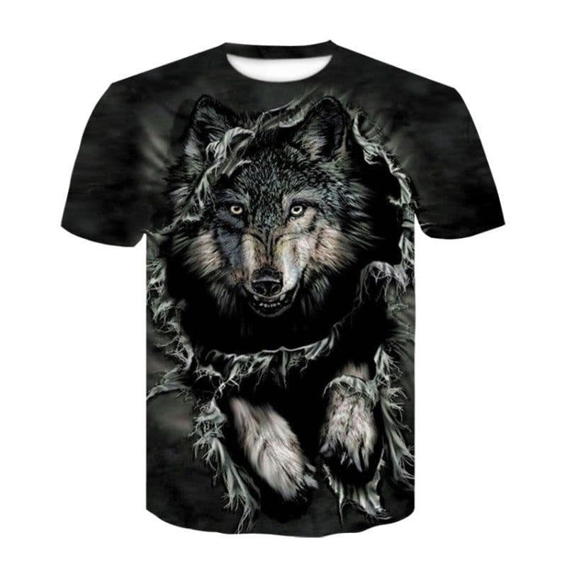 image-Wolf 3D Print T-Shirt - Black Short Sleeve