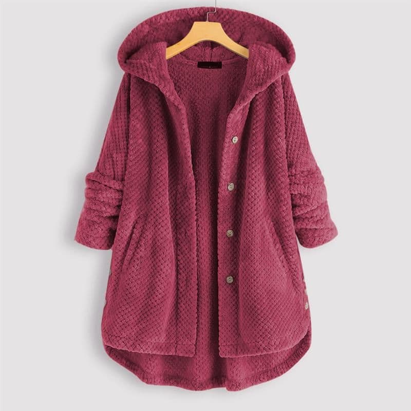 image-Women's Winter Hooded Fleece Sweater - Dark Blue 5XL