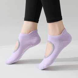 image-Women's Anti-Slip Yoga Socks - Light Purple Short