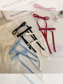image-Sweet Salt Milk Blue Hair Accessories - 2pcs Streamers & Bows