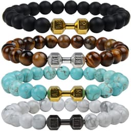 image-Volcanic Lava Dumbbell Bracelet Tiger Eye Blue Turquoise White Turquoise Bracelet Ladies and Men Jewelry Cross-border Hot Sale