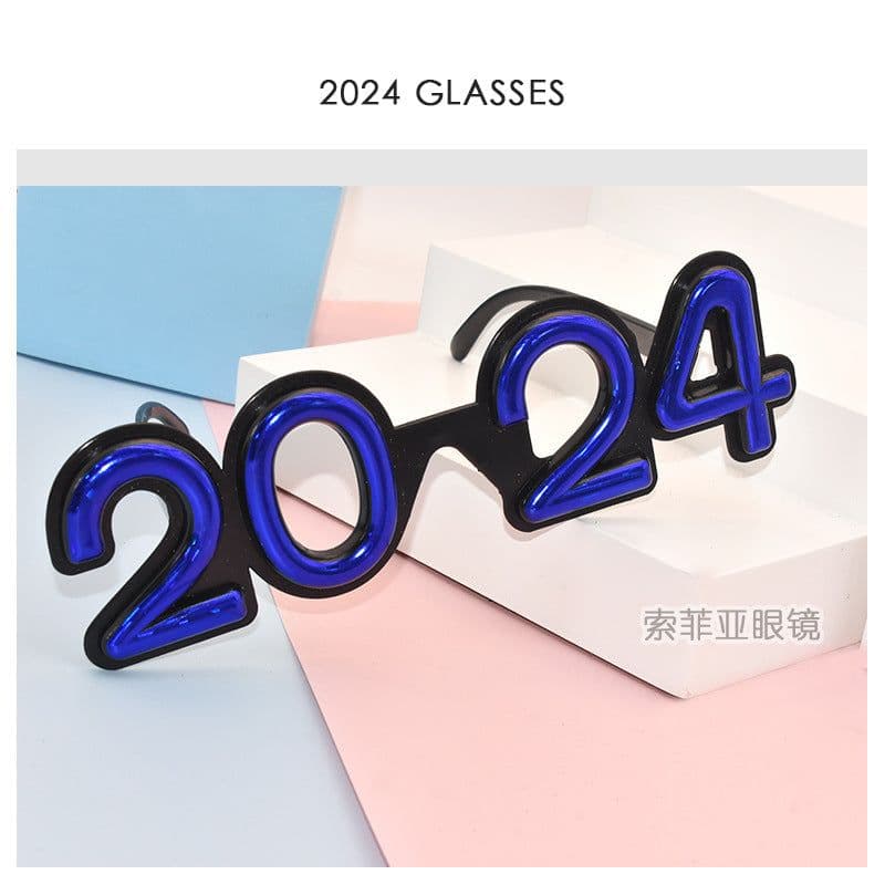 image-2024 Digital Glasses Cross-border New Year's Eve Party Decoration Christmas Glasses Digital Funny Sunglasses