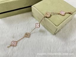 image-High-End Five-Flower Bracelet Rose Gold Clavicle Chain Thickened Electroplating Wholesale