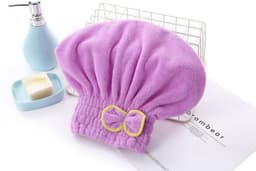 image-Coral Fleece Dry Hair Cap - Princess Bow Pink