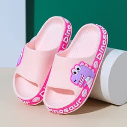 image-Children's Dinosaur Flip Flop Slippers - Non-slip PVC