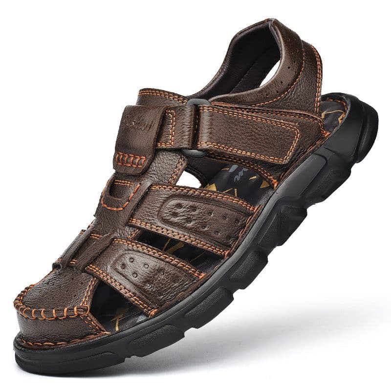 image-Tuttle Men's Sandals - Black Leather Cork Size 48