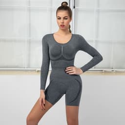 image-Issero Cafe Yoga Running Suit - Medium Gray L, Moisture Wicking