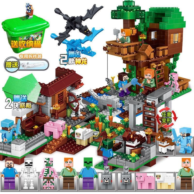 image-Lego-Compatible Minecraft Building Blocks Set - Cave & Tree House