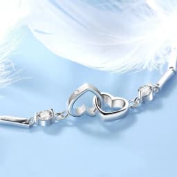image-Double Heart Bracelet - Women's Simple Jewelry, Heart-Shaped, SL118