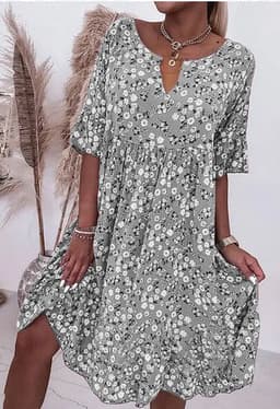 image-Cross-border 2023 summer Amazon new European and American fashion flower print V-neck dress