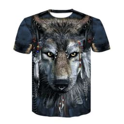 image-Wolf 3D Print T-Shirt - Black Short Sleeve