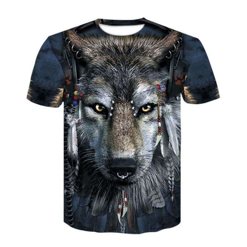 image-Wolf 3D Print T-Shirt - Black Short Sleeve