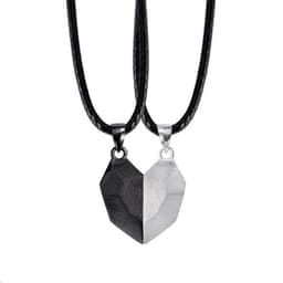 image-Longrui Love Magnet Couple Necklace - Black Heart