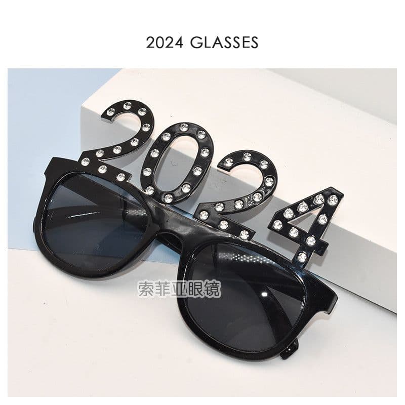 image-2024 Digital Glasses Cross-border New Year's Eve Party Decoration Christmas Glasses Digital Funny Sunglasses