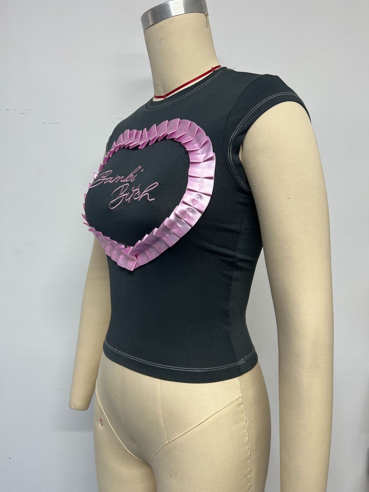image-Tuoyi Trendy Embroidered T-Shirt - Black Slim Fit L