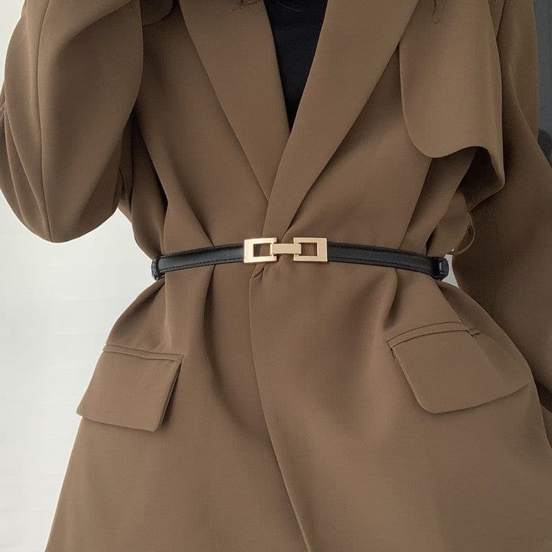 image-Korean Buckle Belt for Women, Trendy Camel Alloy, Fall 2022