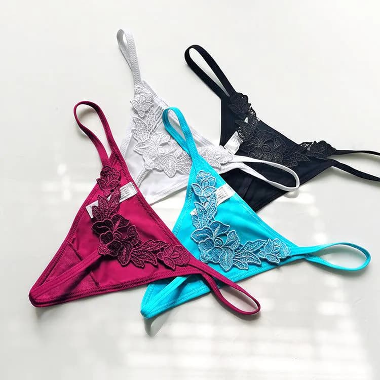 image-Ice Silk Thong - Blue XXL Low Waist