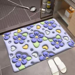 image-Bathroom Mat - Machine Washable Square Non-Slip Pad