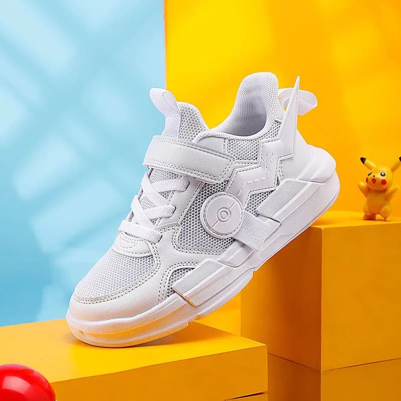 image-Boys Mesh Sports Shoes Breathable White Velcro Summer