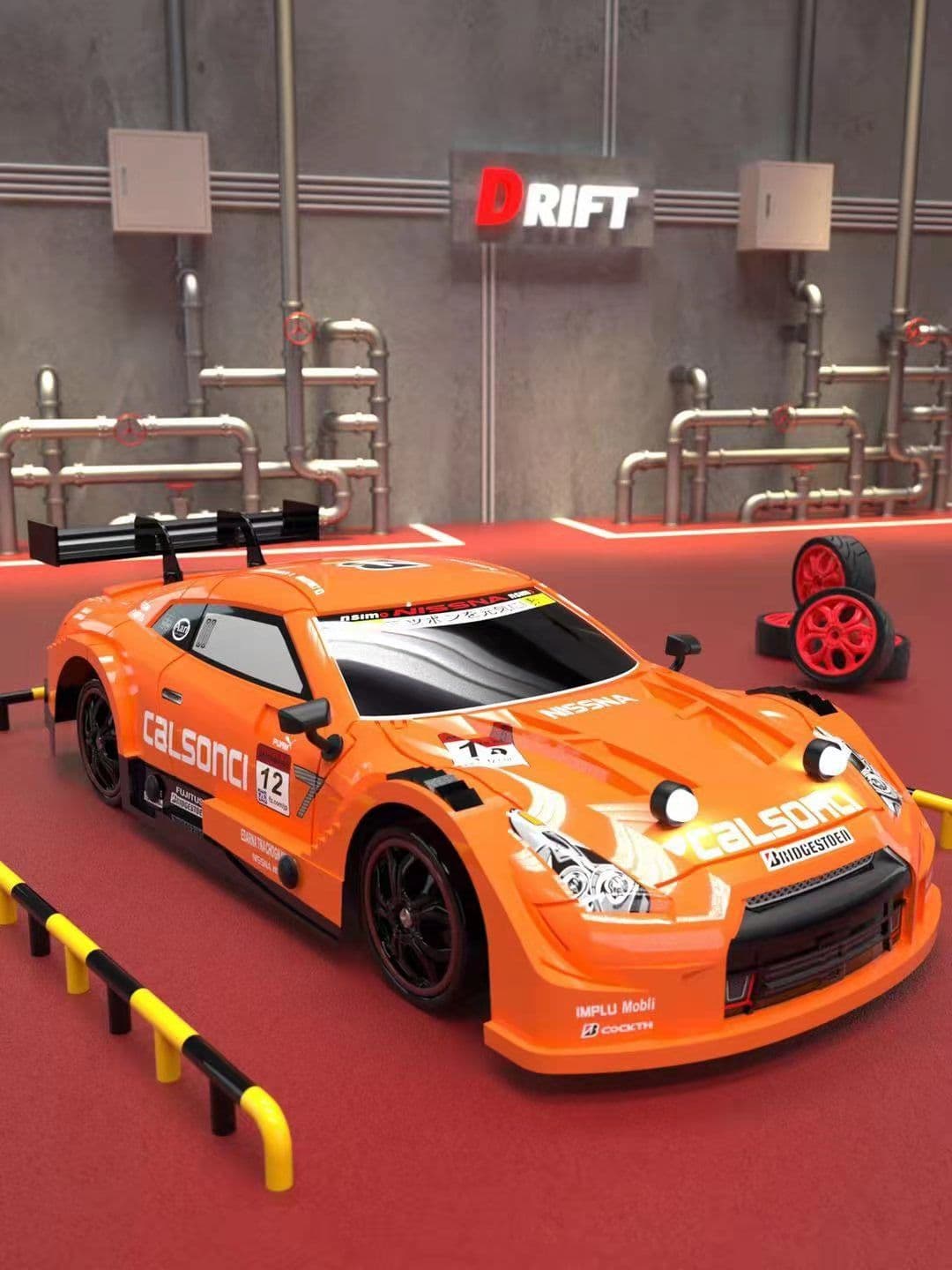 image-Junhui RC Drift Car 1:16 GTR Orange Remote Control